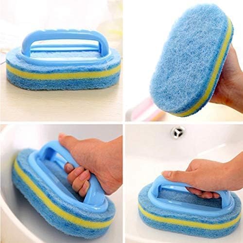 KOKSI 2-Piece Cleaning Brush for Bathroom Kitchen Bathtub Toilet Cleaner All Purpose Shower Sponge Scrubbing Brush with Ergonomic Handle