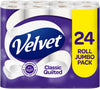Velvet Classic Quilted Toilet Tissue 24 Rolls - Luxuriously Soft, Strong and Absorbent Toilet Roll - Jumbo Bulk Pack 24 Rolls - 3-ply - White