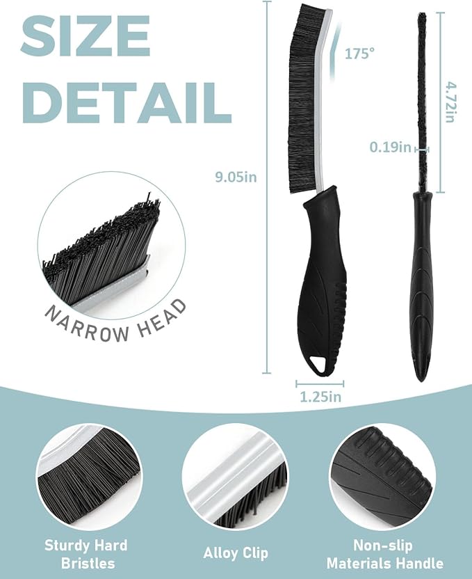 SXhyf Cleaning Brush - Hard Bristle Crevice Cleaning Brush, Multifunctional Gap Cleaning Scrub Brush, Cleaning Tools for Household Use, Home, Kitchen, Bathroom, Window, Vehicle (Mint Handles)