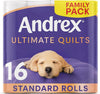 Andrex Supreme Quilts Quilted Toilet Paper - 16 Toilet Roll Pack - 25% Thicker Than Before to Provide Ultimate Quilted Comfort with Unique Air Pocket Texture