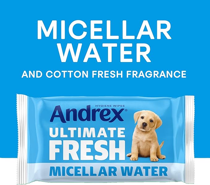 Andrex Ultimate Fresh Washlets, 12 Packs - Gentle, Biodegradable, Flushable Toilet Wipes for Everyday Hygiene, Use with Regular Toilet Roll for a Shower Fresh Clean