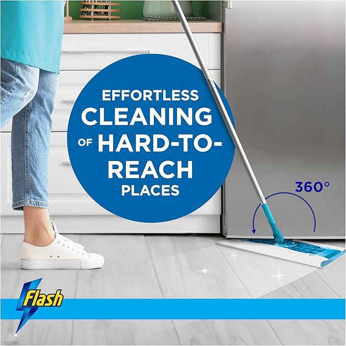 Flash Speedmop Wet Floor Cleaning Wipes, 48 Cloths (24x2), Antibac Lemon Multi-Surface, Trap & Lock Daily Dirt, Grease & Grime Without Getting Down On Your Knees