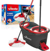 Vileda Turbo Microfibre Mop and Bucket Set, Spin Mop for Cleaning Floors, Set of 1x Mop and 1x Bucket,Grey/Red,48.5 x 27.5 x 28 cm