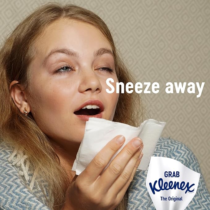 Kleenex Original Facial Tissues - Pack of 12 Tissue Boxes - Soft Tissues for Everyday Use - Gentle on Your Family's Skin with a Touch of Cotton