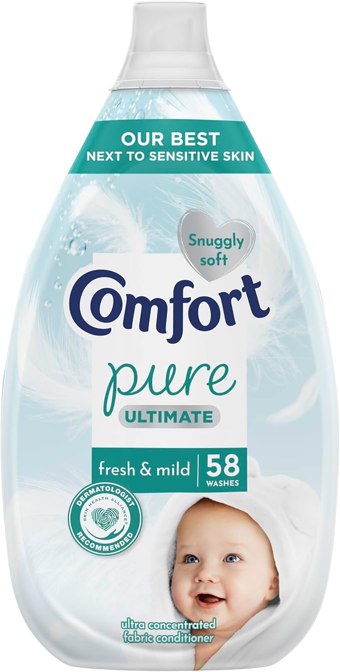 Comfort Pure Ultimate Fresh & Mild Ultra Concentrated Fabric Conditioner Dermatologist-Recommended Gentle Next to Sensitive Skin 58 washes (870 ml)